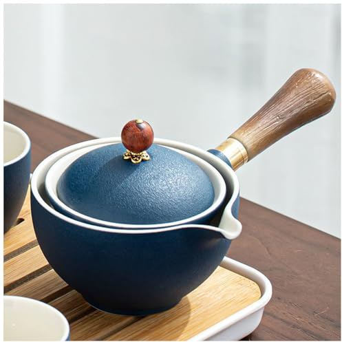 WIWIDANG 360 Rotation Tea Maker, 2023 New 360° Rotation Tea Maker and Infuser, Ceramic Portable Travel Tea Set, Portable Magic Teapot Maker with Side Handle (Single teapot B)