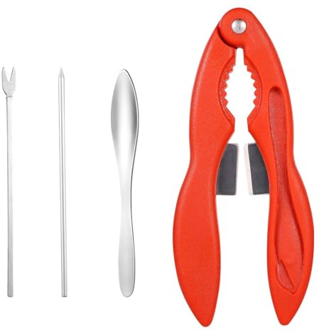 Set Outils Fruits de Mer, y Compris un Outil Pince de Crabe, Fourchette/Pic de Patte de Crabe en Métal Cuillère en Coquille de Crabe Robuste Pince à Crabe et Homard Outils Pratiques (Orange)