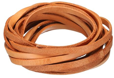 sourcing map Cordón de cuero plano de 5 mm, tiras de cordones de cuero para manualidades, color marrón puro