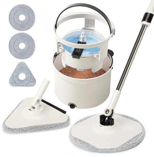 IVYROLL Spin Mop and Bucket, Mop and Bucket with Wringer Set for Home, Easy Wring for Floor Cleaning with 3 Microfiber Replacement Refills