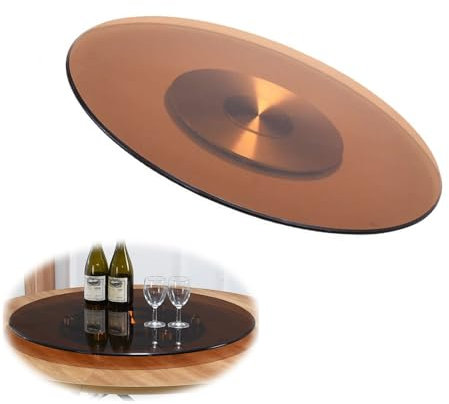 60cm Plateau Tournant En Verre Trempé Pour Table De Salle À Manger, Rond Plateau De Service Rotatif À 360°, Silencieux/Lisse(60cm/24in)