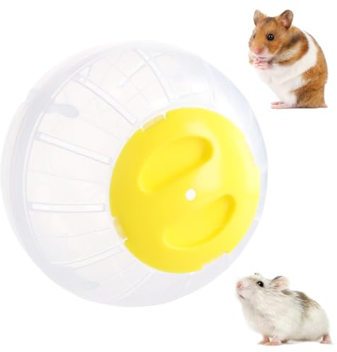 Palla per Criceto, Palla da Corsa per Criceti Trasparente, 14,5cm, Palla Fitness per Criceto Plastica, Ruota per Criceti，Ruota di Corsa per Hamster, Roditori, Nano Gerbilli, Piccoli Animali (Giallo)