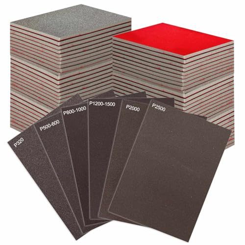 Sanding Sponge Set 60 Pcs 320-2500 Grit Sanding Block Pads Dry Wet Sanding Sponge Soft Foam Fine Drywall Sandpaper for Crafts Furniture Wood Model Drywall Metal Rust Removal Polishing
