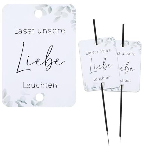 50 Stück Wunderkerzen Hochzeit Tags Lasst unsere Liebe leuchten Freudentränen Hochzeitskarte Wunschkarten Hochzeit Grußkarte[kein Wunderkerzen] (D)