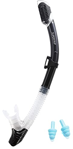 Supertrip Trockenschnorchel Erwachsene Unisex | Trocken Snorkel Schnorchel mit Ventil zum Schnorcheln Schnorchelrohr mit weichem Mundstück Ohrstöpsel für Pool und Strand