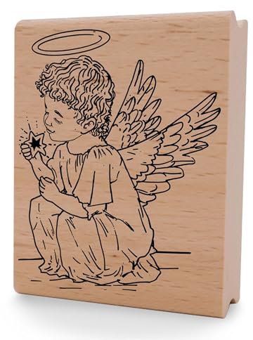 NEWSTAMPS Stempel Engel Seraphim Motivstempel aus Holz & Gummi zum Karten und Geschenke basteln, Holzstempel für Weihnachten, Weihnachtskarte, Advent, Scrapbook, Textilstempel, Deko, Freunde