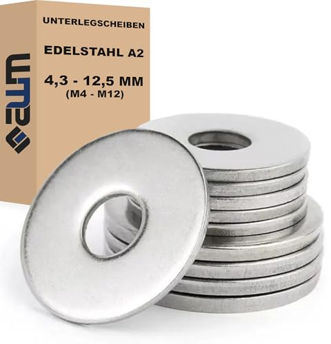 Unterlegscheiben DIN 9054 Edelstahl V2A AISI 304 (rostfrei) Karosseriescheiben (100, 30 x 10,5 x 1,5 mm = M10)