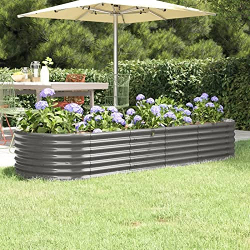 Somanki Hochbeet Pulverbeschichteter Stahl 224x80x36 cm Grau, Palettenrahmen, Hochteich, Gemüsebeet, Kräuterregal Balkon, Blumenbeet, Kräuterspirale, Tomatenbeet, Pflanzhochbeet - 318919