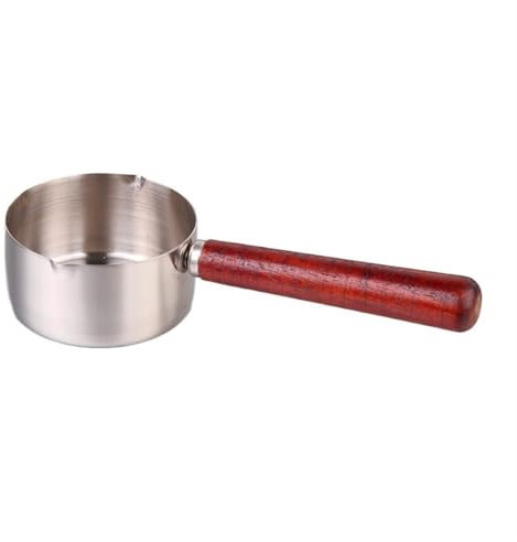 Salsera Taza for salsa de bistec, taza for salsa occidental con mango de madera, taza for salsa de acero inoxidable con asa, plato for mojar ensalada de tomate Tazón de salsa(Grande)