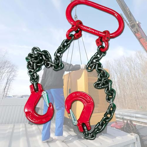 XMWOEIX Hebekette, 4 Beine, Hebehaken, Kettenschlinge, 8818 Pfund/4 Tonnen, Hebekettenschlinge mit Haken, robuste 300 cm Lange Hebeketten, Kettenaufhängung zum Heben in Fabriken, Minen und Häfen