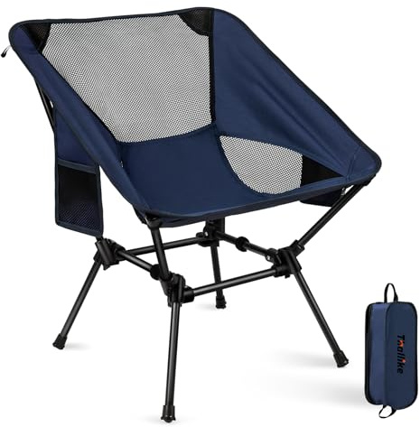 Thallike Campingstuhl Faltbar 150kg, Ultraleichter Tragbar Klappstuhl mit 2 Seitentaschen, Kompakter Angelstuhl Klappbar mit Tragetasche für Camping, Strand, Picknick, Outdoor und Wandern