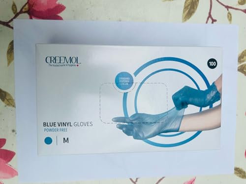 BIZ UK Vinyl Gloves Medium Blue, 100 Pack, Powder Free, Box Of 100