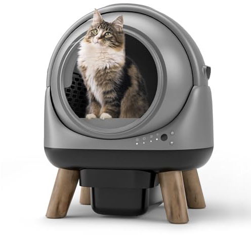 ELS PET Extragroße Selbstreinigende Katzentoilette mit Sicherheitsarm & App | App-Steuerung, offenes Design, Sicherheitsarm, 7 Sensoren, Geruchskontrolle, 30 cm Eingang, 18 L Tank, 1,1-8,2 kg, Antihaft