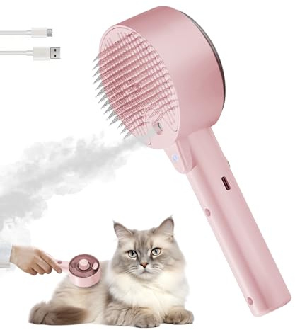 KatzenbüRste Mit Dampf Dampfbürste Katze 4 in 1 Multifunktionale Katzen Bürste Katzen Dampfbürste für Massage, Pflege Und Haarentfernung Tierhaarbürste Dampfbürste Mit Wassertank und Spray Cat Brush