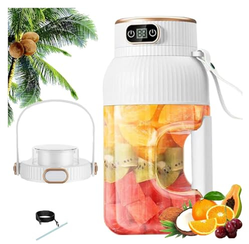 Exprimidor portátil recargable por USB, licuadora de batidos con pantalla digital, gran capacidad para batidos y batidos, ideal para frutas y verduras, diseño fácil de transportar