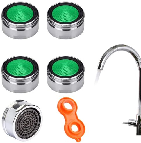 5 Stück Strahlregler Wasserhahn M24,Wasserhahn sieb Einsatz, Mischdüsenschlüssel mit ABS Filter, für Küche Bath Room,Short