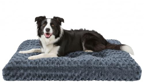 Homaxy Cuccia per cani di taglia grande, soffice materassino ergonomico per cani lavabile cucce con base antiscivolo per cani di taglia grande, 89x59x8cm, grigio scuro