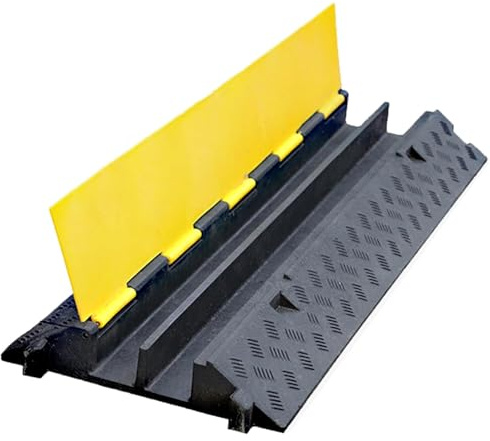 Passacavi Pavimento, Pedane Passacavo a 2 Canali, Dossi Artificiali in Gomma Antiurto in PVC da 1000 Mm, Design a Ribalta, Capacità di 500 Kg per Nascondi Cavi/tubi/tubi(1000x200x50mm/39x8x2in)