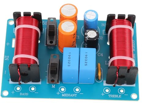 KOCKSHION Divisore di Frequenza a 3 Vie per Altoparlanti Audio Professionali Filtro Crossover per Impianto Audio Auto e Dj Protezione Acuti e Potenziamento Bassi e Strumenti Musicali