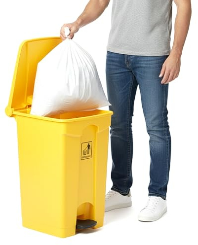 Curvaso Yellow Home Kitchen Waste Bin, 45L Rubbish Bin with Foot Pedal, Ideal for General Household Use Dustbin