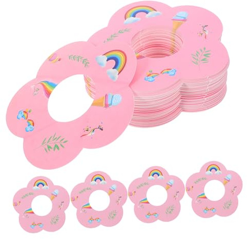 Cabilock 100pcs Rainbow Ice Cream Cone Holder Papers Anti-drip Design for Popsicle Drip Catcher Paper Tray Accessories for Hands and Clean Treats
