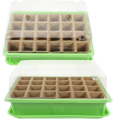 MOTHNUR 2 Set Vassoi Starter per Piantine con Coperchio Celle per Germinazione e Coltivazione Piante Materiale Resistente e Compatto per Orto Casa e Semina Indoor