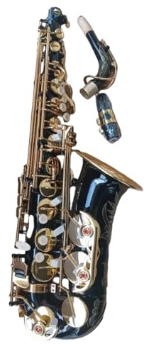Saxophone Altsaxophon In Es-Dur Schwarz Mit Goldenen Klappen Und Koffer