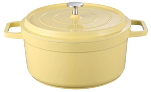 Emaillierter Aluminiumguss-Ofen mit Deckel, for Zuhause, Küche, emaillierter Suppentopf, Ofen, Aluminiumguss-Topf, multifunktionales Kochgeschirr Für Alle Herdarten(Yellow)