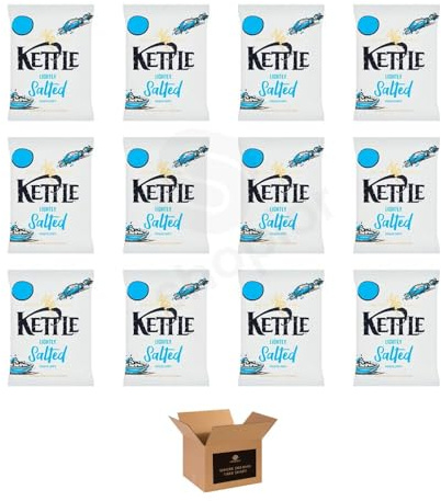 Kettle Chips Variety Flavoured Potato Crisps Snacks – Hand Cooked Thick Cut Crispy | Sea Salt, Balsamic Vinegar & more – Crunchy Vegetarian (Lightly Salted - 80g x 12Pack)