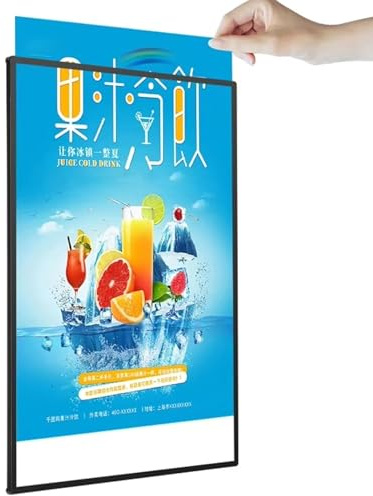 Caja de Luz LED Publicitaria Ultra-Delgada, Marco de Póster Retroiluminado con Diseño Extraíble, Pantalla LED Brillante para Pared, Escritorio o Colgar, Perfecto para Comercio, Cine, Restaurante, A1