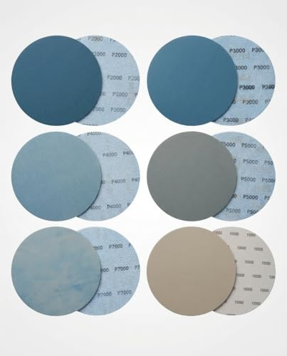 150mm Wet & Dry Sanding Discs 2000/3000/4000/5000/7000/10000 Grit Sander Paper, 60Pcs 6 Inch Hook & Loop Sandpaper for Automotive Polishing, Metal Restoration, Glass & Ceramic Finishing