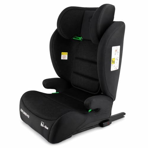 First Step Explorer Fix Silla Coche Niño i-Size (100-150 cm), Grupo 2/3 ISOFIX, Reposacabezas 13 Posiciones, Reclinable, Protección Lateral SPS, De 3,5 a 12 Años, Convertible en Alzador, Negro
