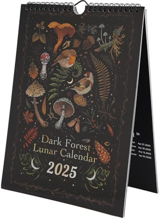 KikoSpark Dunkler, Mondkalender 2025, Illustrierter Wandanhänger für Büro, Zuhause, Kunst, Mondkalender, Geschenk, Dekoration