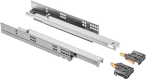 GTV - Glissières pour Tiroirs de Montage Inférieur avec Système de Fermeture Douce et Auto-Fermeture, Glissiere Tiroir Modern Slide, Extension Complète 450 mm, Supporte jusqu'à 35 kg - 2 Paires