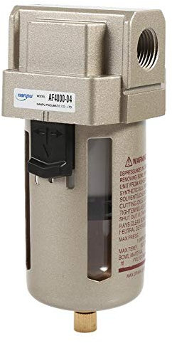 1/2'' Air Filter Compressor Water Moisture Trap Separator Regulator Accessories Aluminum Alloy and PC Material 5μm Rated Rate 4000L/Min