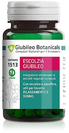 Integratore 100% Naturale Giubileo con ESCOLZIA e PASSIFLORA - Utili per Favorire il Rilassamento e il Sonno - 50 capsule