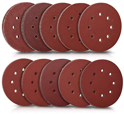 Navaris 100x Klett Schleifpapier rund für Exzenterschleifer - 40-400 Körnung ø 125mm Schleifscheiben Set für Holz Holzwerkstoffe Spanplatte Metall