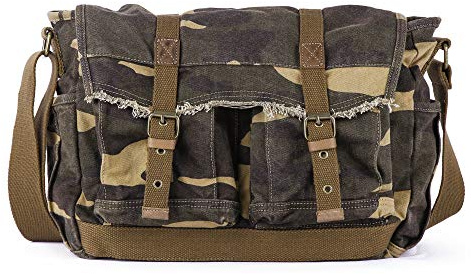 Gootium Canvas Messenger Bag - Vintage Shoulder Bag Frayed Style Satchel