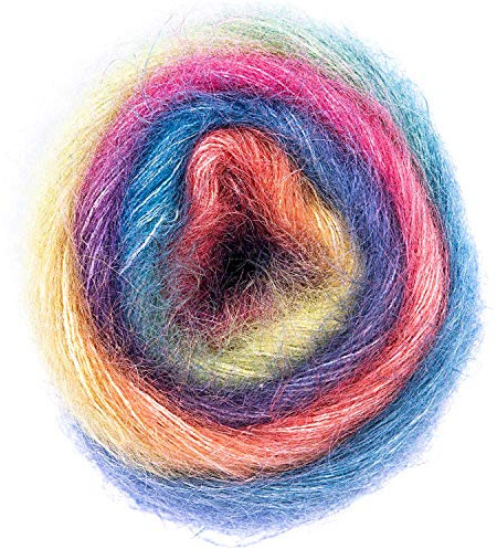 Rico Essentials Super Kid Mohair loves Silk Print, Fb. 1 Licht, Regenbogen Lacegarn aus Super Kid Mohair & Seide zum Stricken und Häkeln, Lacewolle Nadelstärke 4,5 mm | Lacegarn aus Super Kid Mohair & Seide zum Stricken & Häkeln, Lacewolle Nadelstärke 4,5 mm