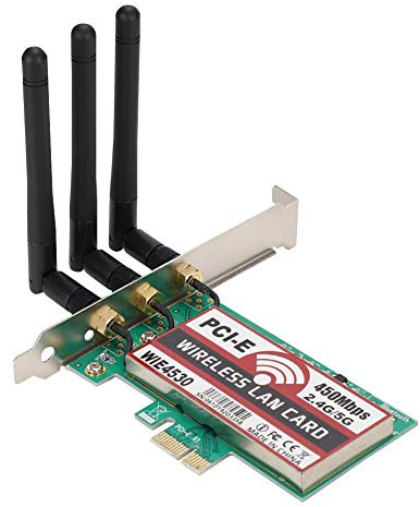 ASHATA Tarjeta WiFi de Doble Banda a 450 Mbps, Adaptador inalámbrico PCI Express Adaptador Wi-Fi Tarjeta de Red para computadoras de Escritorio para XP / 8/8.1/10 （WIE4530）