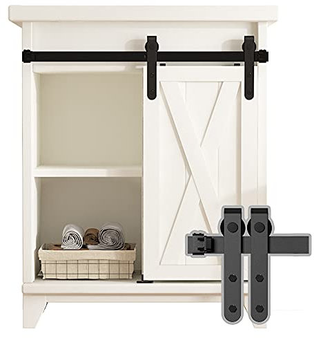 skysen 2ft Single Door Cabinet Sliding Barn Door Hardware Kit Super Mini Sliding Door Hardware for Wardrobe Cabinet TV Stand (ykd2)