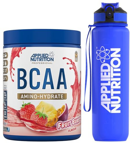 Applied Nutrition Bundle: BCAA Powder 450g + Lifestyle Water Bottle 1000ml | Branched Chain Amino Acids BCAAs Supplement, Intra Workout & Recovery (450g - 32 Servings) (Fruit Burst)