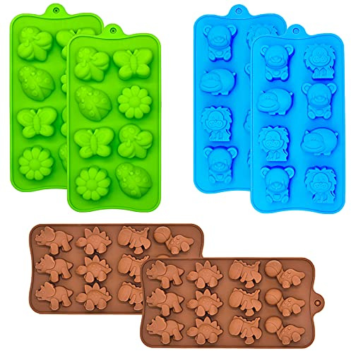 WARM TIME Silicone Chocolate Candy Molds Cake Moulds, Food-Grade Non-Stick Baking & Crayon Mold BPA-Free, Set of 6