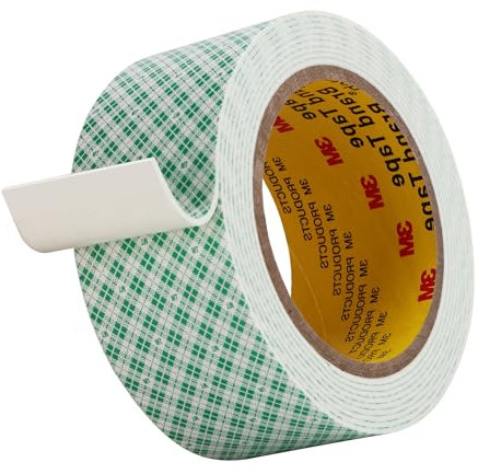 3M Ruban Adhésif Double Face en Mousse 50 mm x 300 cm 1 Rouleau Ruban Uréthane Polyuréthane Double Face Blanc Pour Collage Fixation Montage De Plaques Signalétiques Intérieures