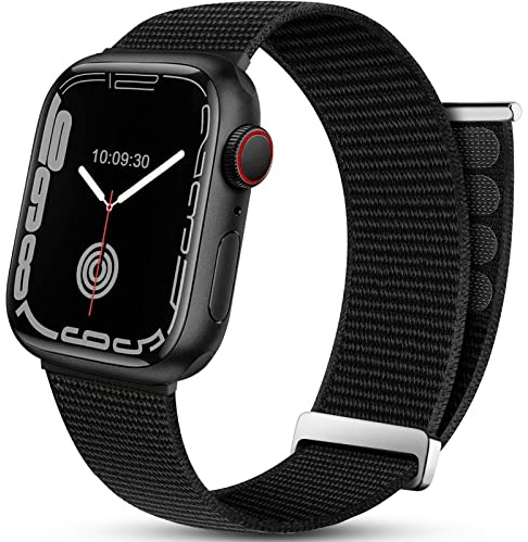 Mastten Sportloop-armband kompatibla med Apple iWatcharmband 41 mm 40 mm 38 mm, andningsbar nylon män kvinnor armband, justerbart elastiskt flätat ersättningsband för iWatch Series SE 7 6 5 4 3 2 1, svart