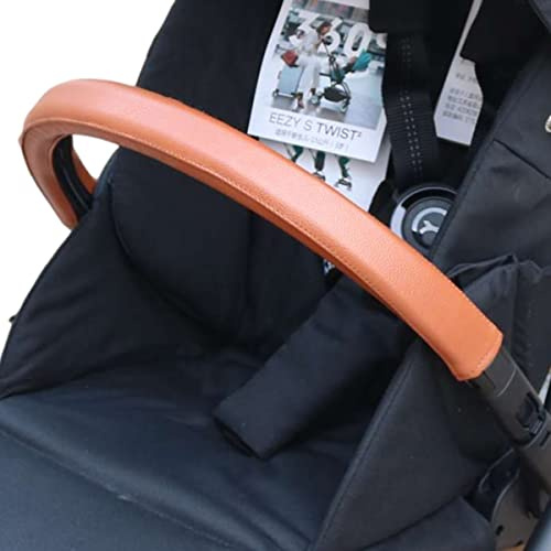 gogolotom Baby Kinderwagen PU Leder Griff Abdeckung Kompatibel mit Cybex Eezy S Twist (+) 2 Kinderwagen Abnehmbare Kinderwagengriffhülle mit Reißverschlussöffnung (für Baby Bumper, Braun)