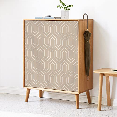 LIVEINU Schrankvorhänge für Küche, Kleiderschrank, Badezimmer, Staubdichter Vorhang für Regale, Wandpaneele, hängende Tür, Japanische Noren, Klettverschluss 60cm B x 85cm H Geometrisches Beige