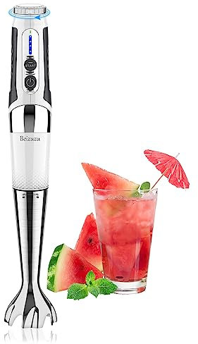 Cordless Hand Blender: Rechargeable Cordless Immersion Blender Handheld, 21-Speed & 3-Angle Adjustable with 304 Stainless Steel Blades for Milkshakes | Smoothies | Soup| Puree | Baby Food (White)