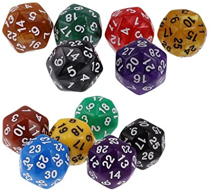Dadi Poliedrici 12 Pezzi per Giochi di Ruolo E Giochi da Tavolo - Dadi D30 da 30 Facce per Giochi di Dadi