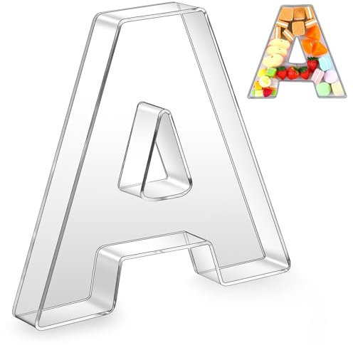 Uiifan 10'' Acrylic Letter Box Form Tray Display Fillable Letter Charcuterie Box Acrylic Candy Dish for Birthday Party Reusable Plates for Food, Not Include Lid(Clear,Letter A)